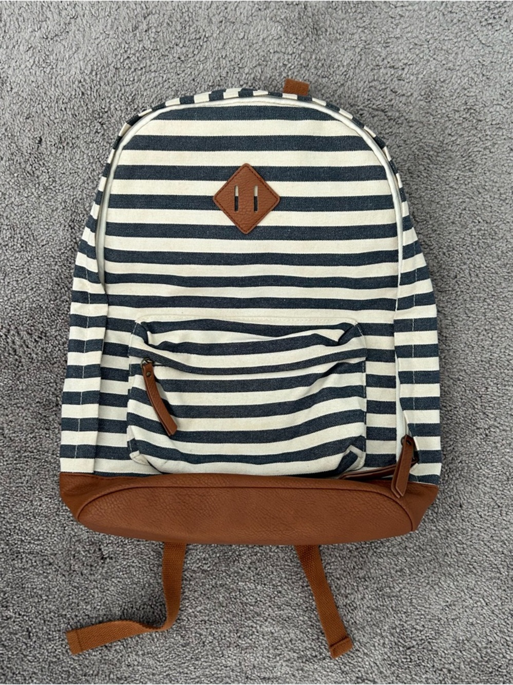 Striped & Leather Backpack